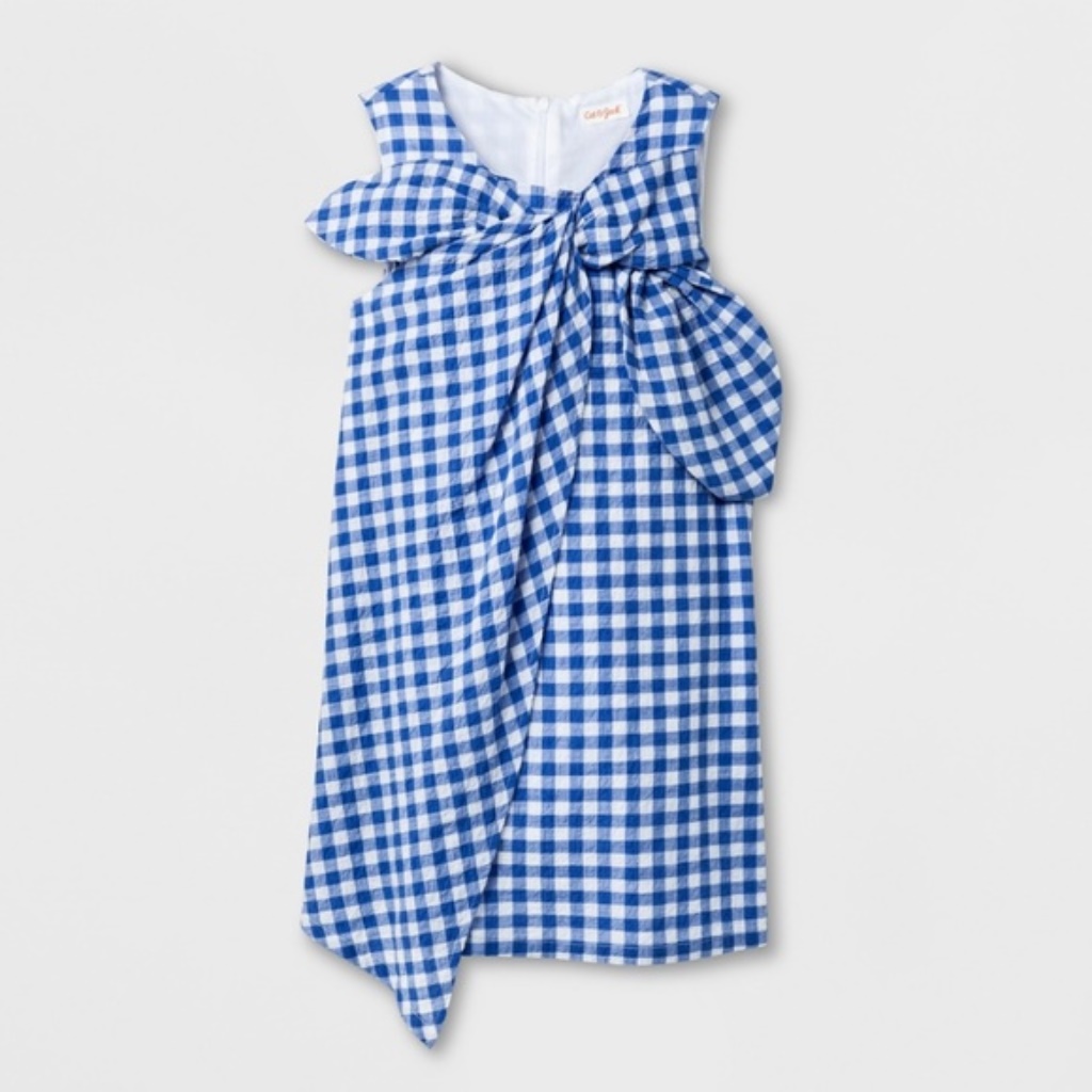 Cat & Jack Gingham Plaid Dress Blue White Sz Xs 4-5 New Girl's